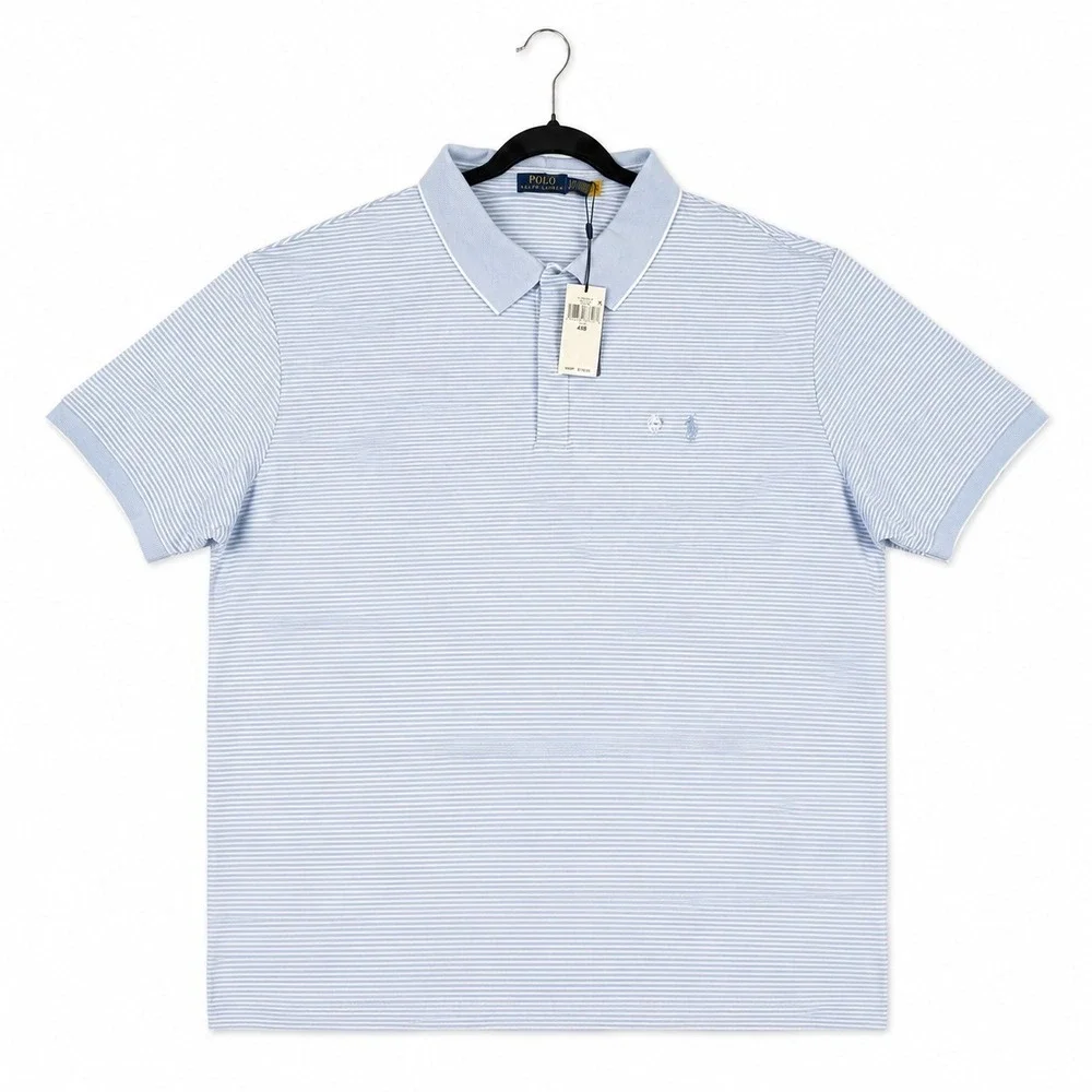 Polo Ralph Lauren Shirt Mens 4XB NWT Blue White Striped Short Sleeve Polo